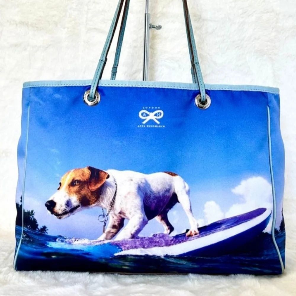 Anya Hindmarch Be A Bag Tote Dog Surfing Rare - Picture 3 of 15